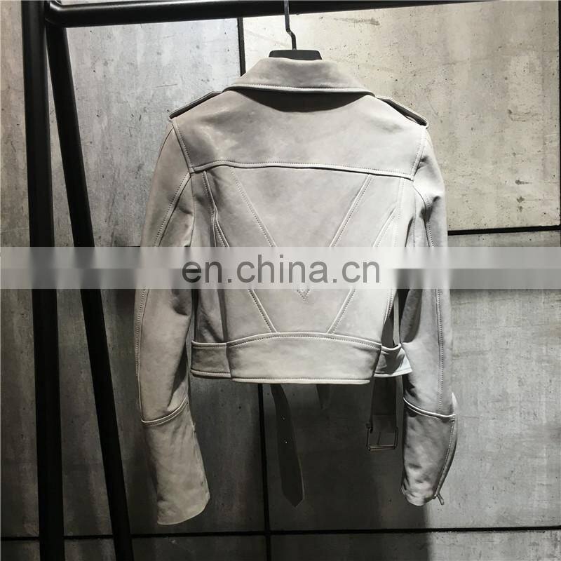 Wholesale Chinese Haining Genuine Leather Coat Woman Red Leather Jacket