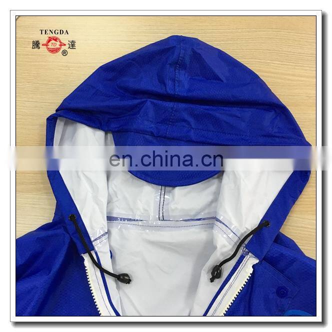 extra large ripstop polyester and PVC long raincoat in blue