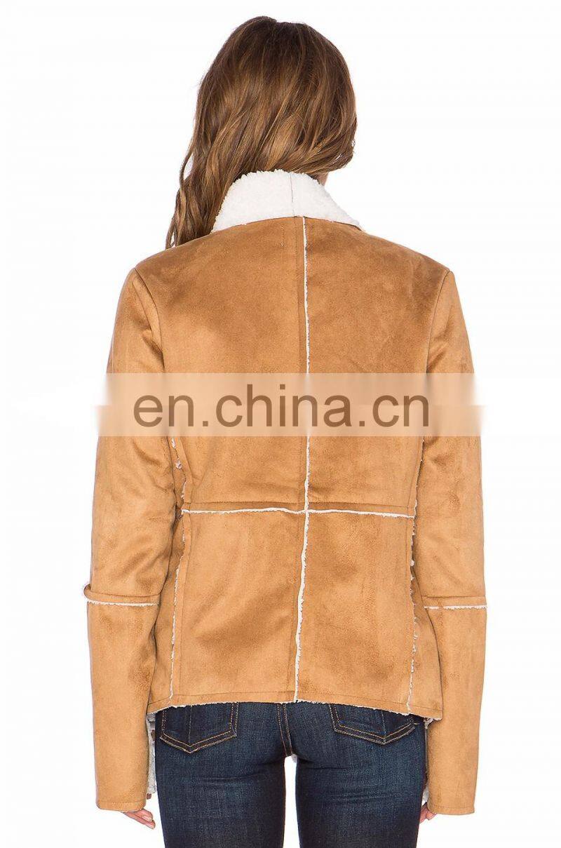 New trendy suede fake fur coat women
