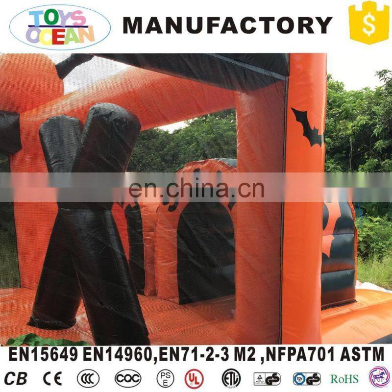 Outdoor halloween pumpkin Inflatable obstacle course for kids party used
