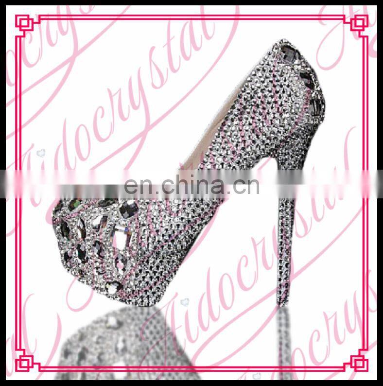 Aidocrystal Wholesale white platform pumps 14cm crystal rhinestones women high heel shoes