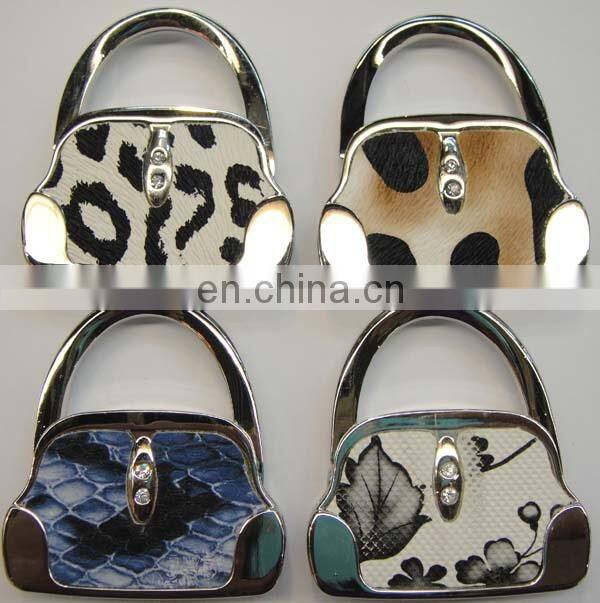 Free sample crystal stone folding purse bag hook handbag hanger