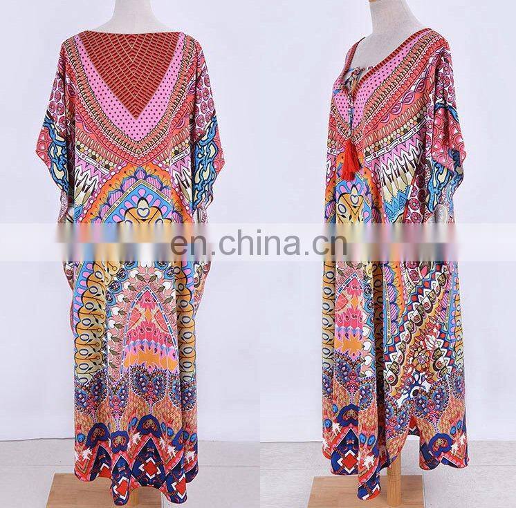 Plus size Print Beach Dress Robe de Plage Swimsuit Cover up Pareos de Playa Mujer Bathing suit Cover ups Sarong Tunic for Beach