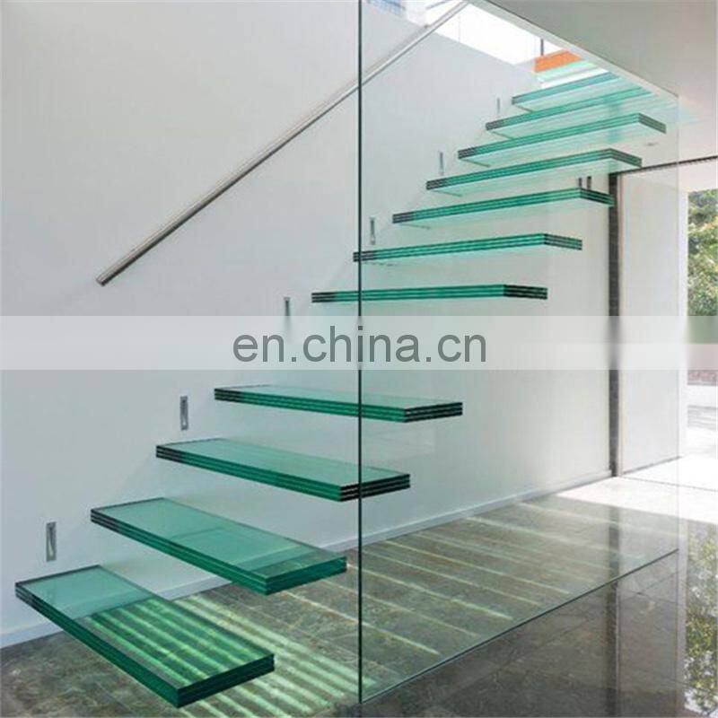 stair glass railing prices SELL 6-20mm high quality stair glass staircase railing tempered glass