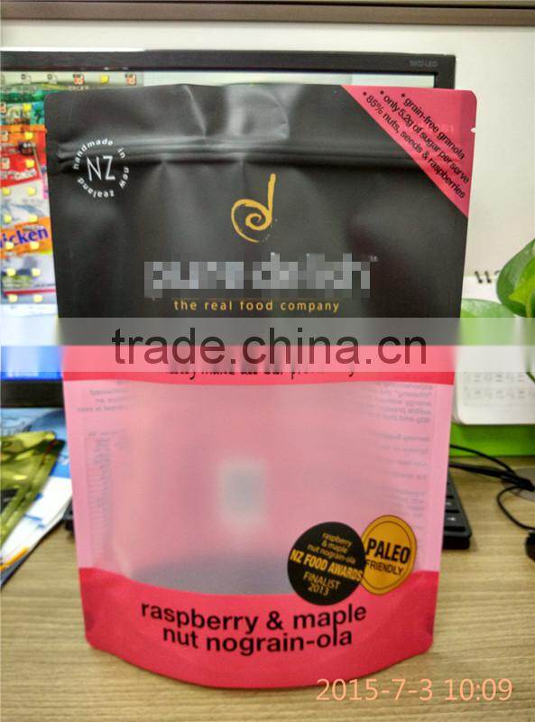 custom printed resealable stand up dried food pouch with zip lock