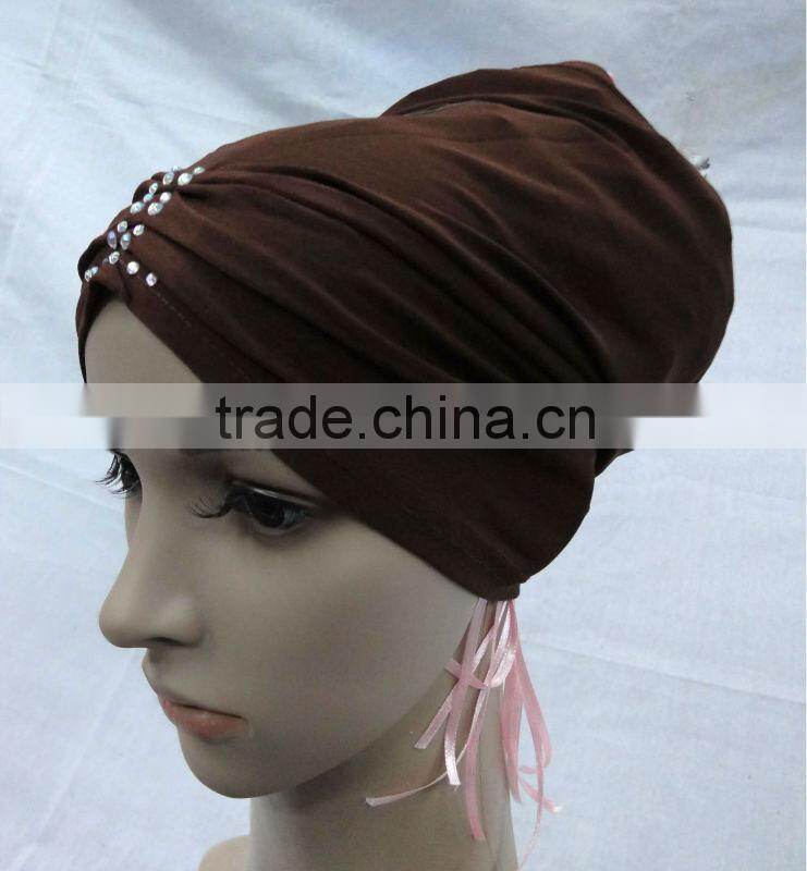 A455 FASHION TWO PIECES HIJAB;MUSLIM TURBAN WITH Czech Rhinstone