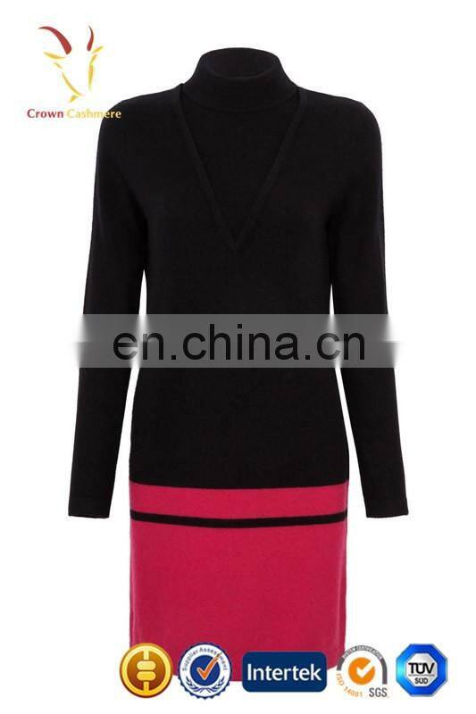 New Design Ladies Cashmere Dress for Winter Long Sweater