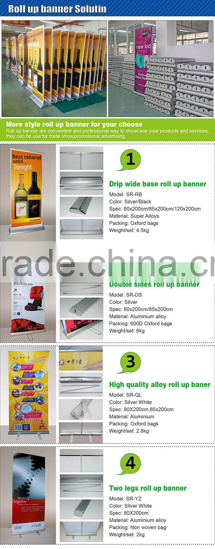 best price full aluminium roll up/durable wide base banner stand-qt