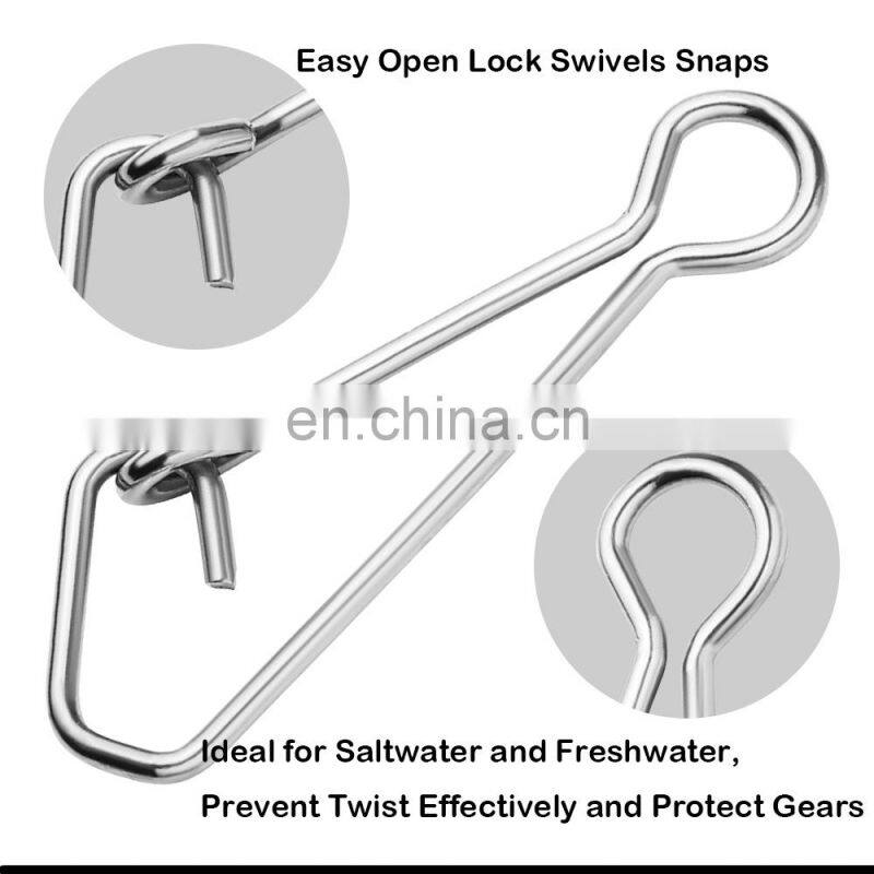 JOHNCOO 100PCS Wholesale Snap Lock Swivel Metal Fishing Pin Loop Fish Hook Accessory