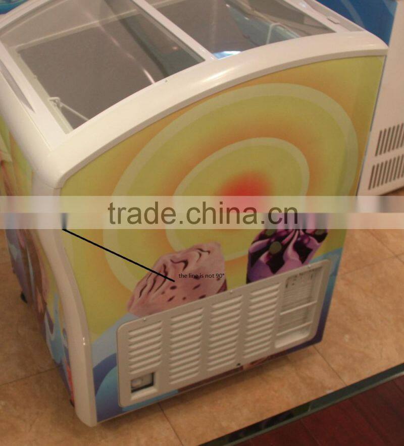 Curved glass door ice cream chest freezer with CB/CE/UL/CCC