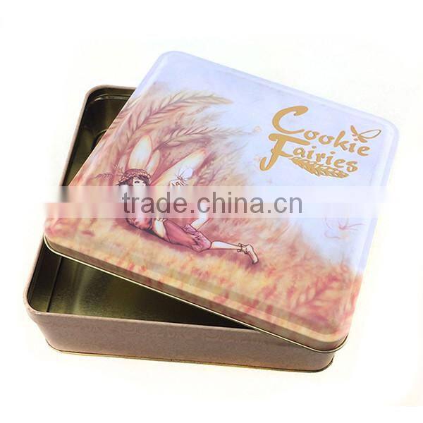 Embossed cookie tin box square metal tins wholesale