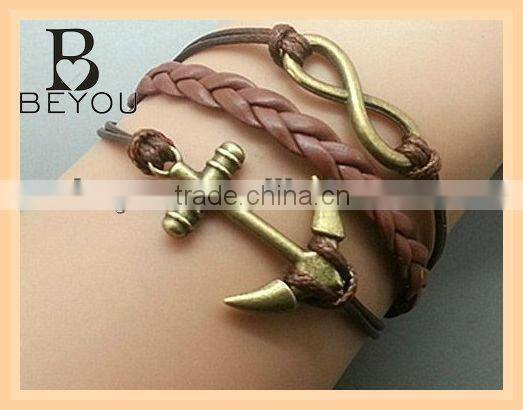 hot bracelet anchor bracelet rudder bracelet leather bracelet