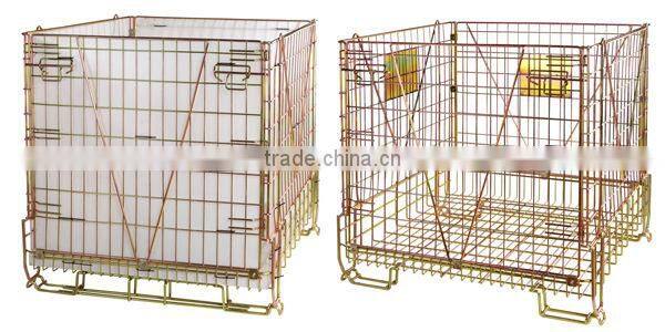 China warehouse folding stackable storage wire mesh containers