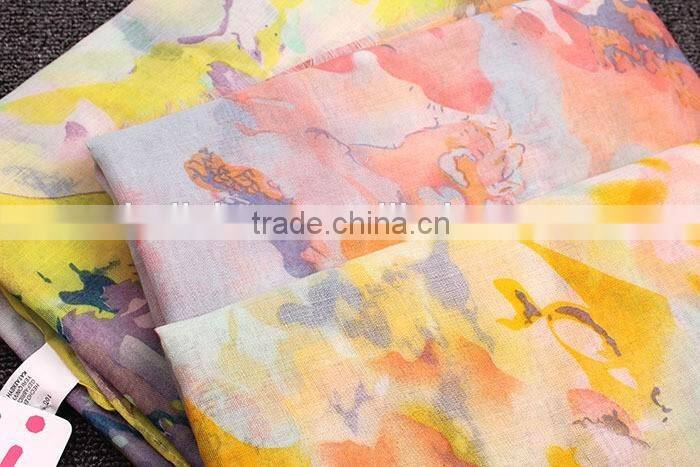 Bohemia Style Colorful Ink Painting Flower Print Women Fashions Scarf