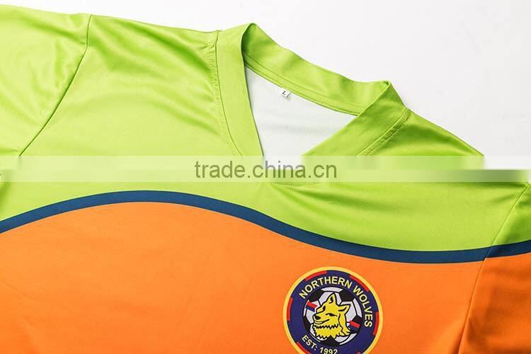 wholesale v neck printing sponge patch sewing on elbow soccer jersey goalkeeper shirt