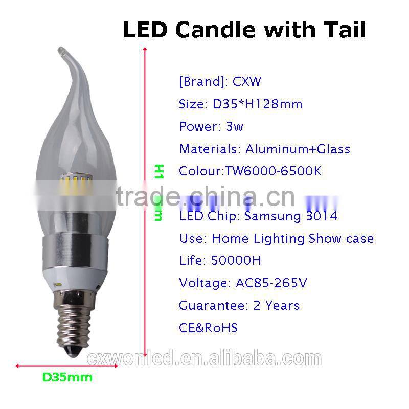 Hot Sale Indoor Led Candle Bulb, 3W Led Candle Bulb Lamps, E14 Led Candle Bulb Light
