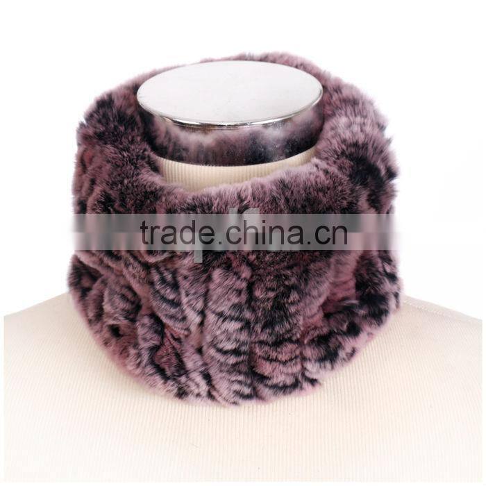 QD30440 Lady New Design Warmer Real Rex Rabbit Fur Scarf