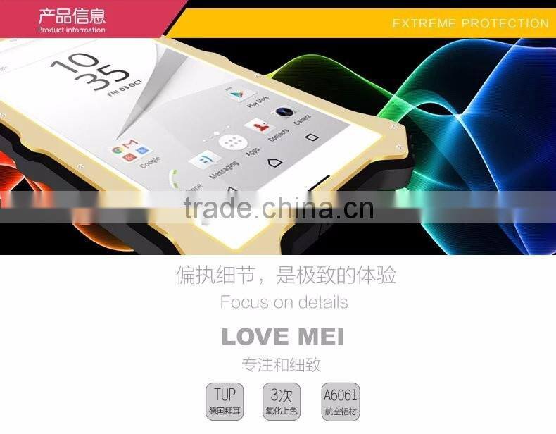 Love Mei MK2 Series Metal Aluminum Phone Cases Cover Flip Leather Shockproof Case For Sony Xperia Z5 TB-0152