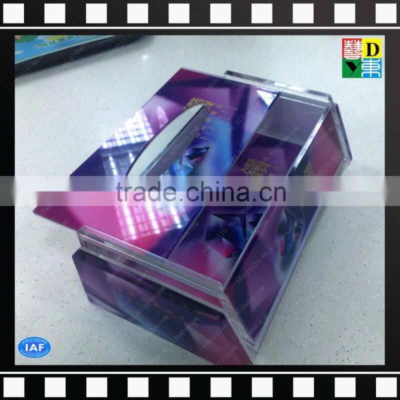 Hot selling acrylic clear decorative tissue dispenser/napkin box