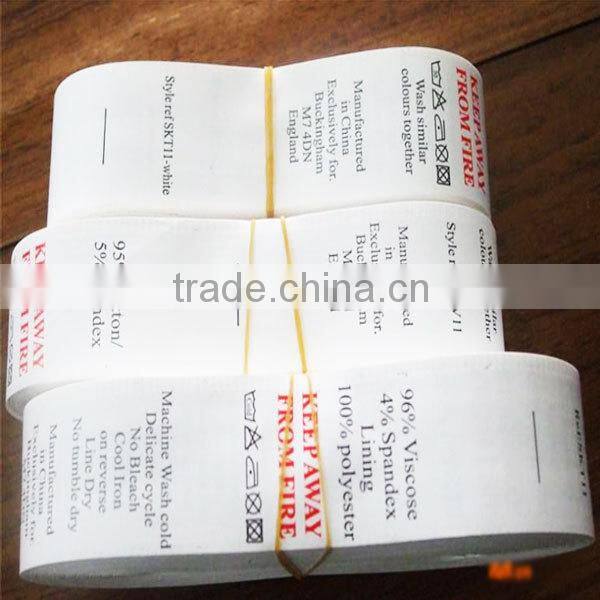 Manufacture printed clothing wash care labels, cheap price in China