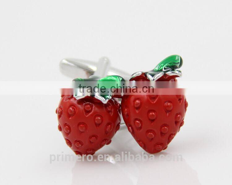 PRIMERO 2015 jewelry acrylic cufflink French shirt romantic strawberry cufflinks