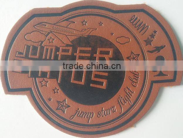 custom debossed embossed pu leather patch for sofa