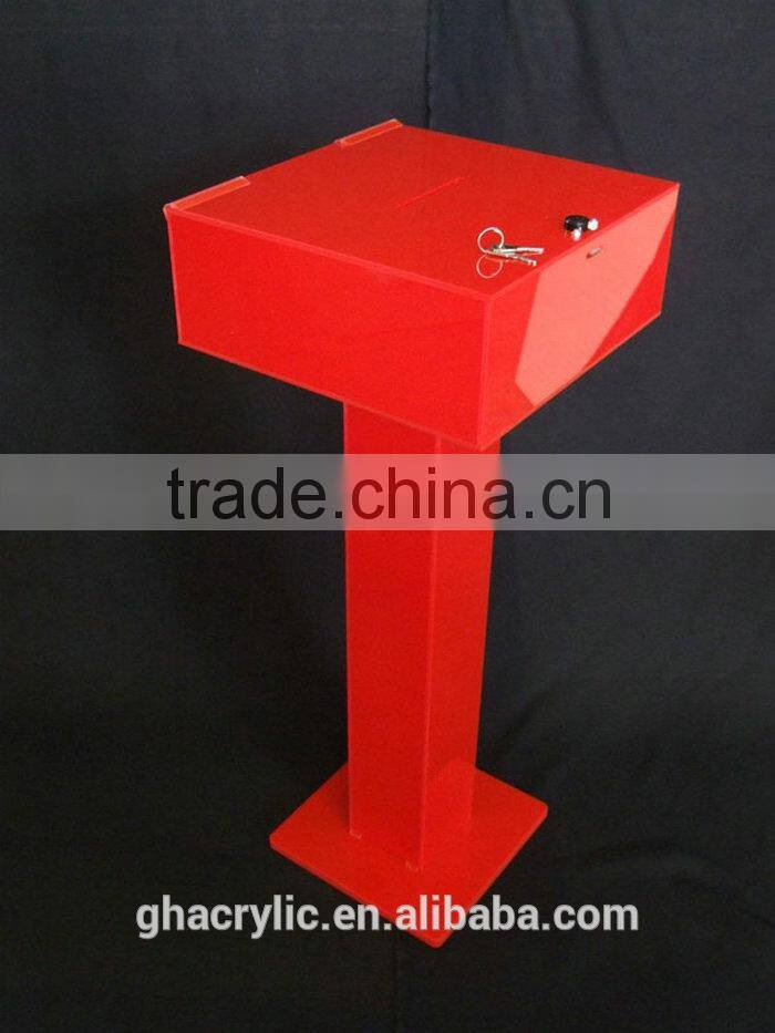 high-end acrylic donation boxes, Magnetic acrylic donation box with lock
