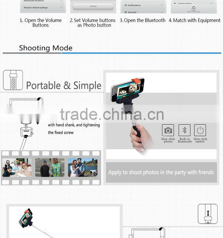 2015 Hot Selling Bluetooth Smartphone Self Timer,Selfie Bluetooth Monopod (NT-BZ001-BT)