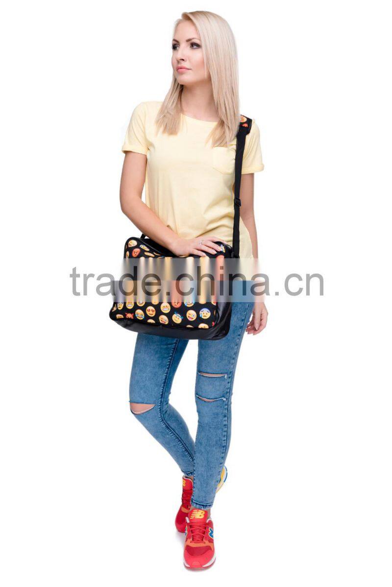 2016 hot fashion 3D emoji printing one side leather courier bags Shoulder bag message bags