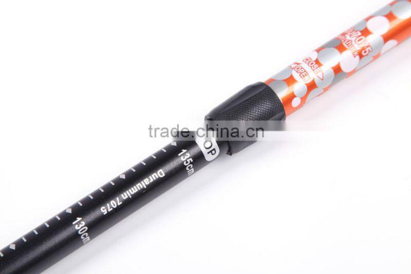 Colorful 3 section anti shock folding flexible alpenstock walking stick
