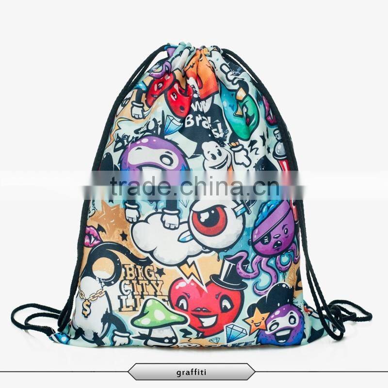 Waterproof polyester 3d printing drawstring backpack