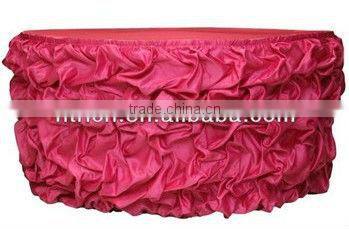 Graceful bridal table cloth with ruffles, satin fabric table cloth for wedding