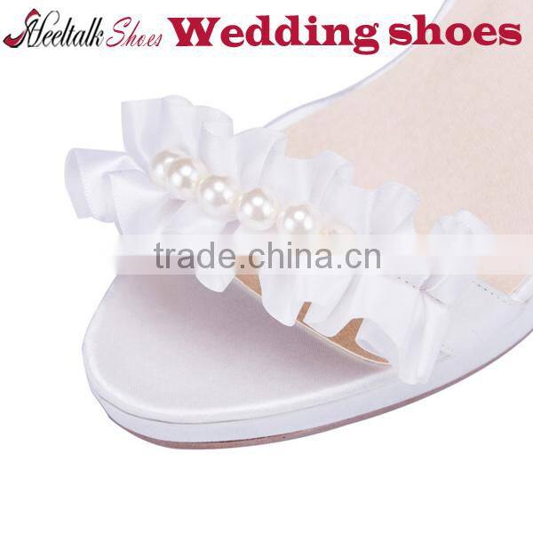 OEM Wholesale white wedding shoes ladies heels size 34-41 small order