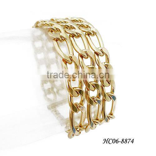 2015 NEW PRODUCTS!!Chinese suppiler latest fashion three chains link bracelet design gold chain bracelet
