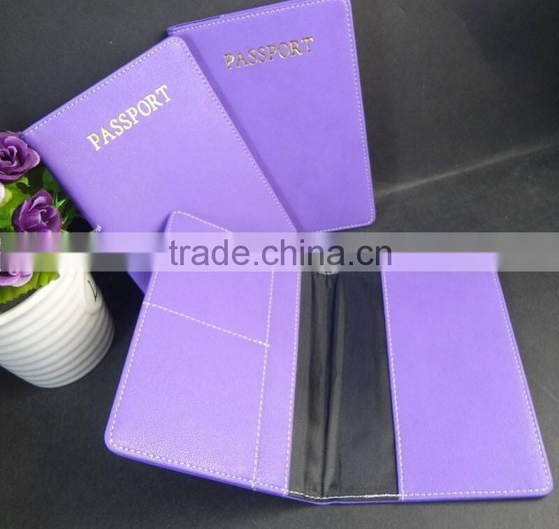 gold hot stamping purple leather passport holder
