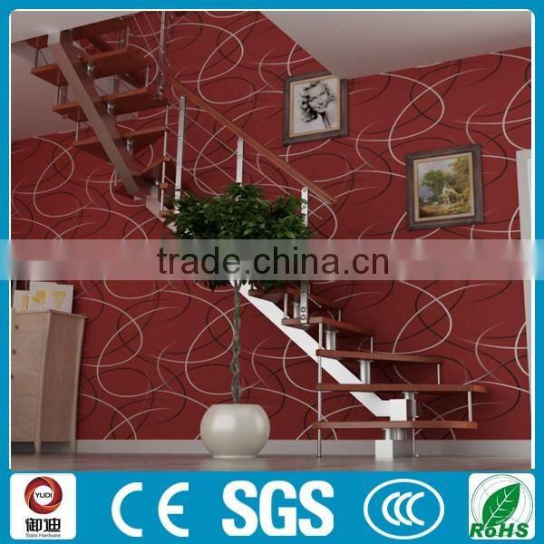 oak wood iron straight stair supplier used in door-YUDI