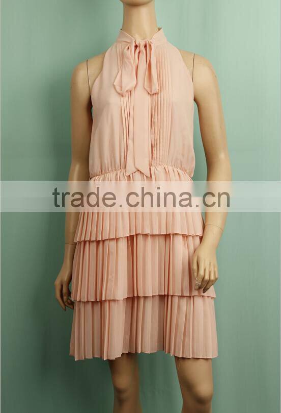 2016 summer plain dyed sweet pink color sleeveless lolita dress chiffon dress MD151032857