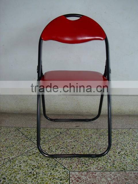 Living room furniture leisure chair metal folding chair with PVC cushion seat and back