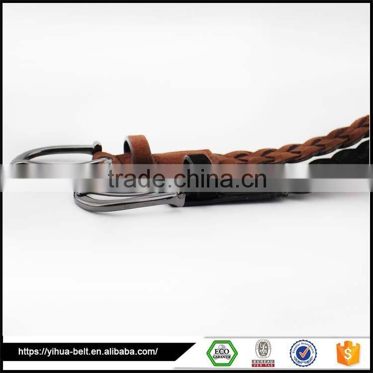 Button circle buckle fashion braided belt for women