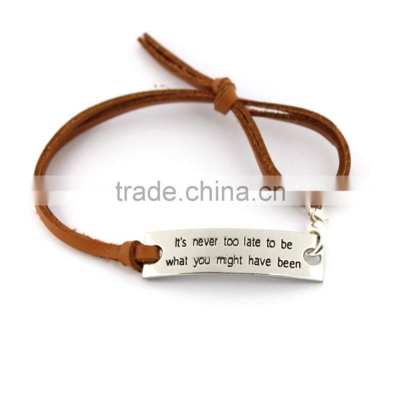 Personalized Leather Bracelets Personalized Bracelets With Engraved Alloy Charms