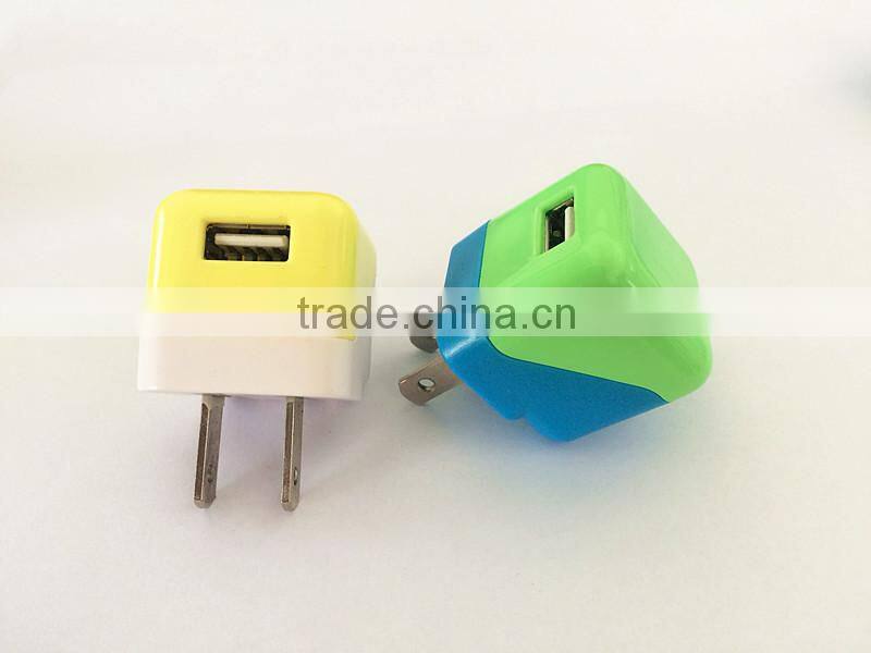 Factory supply jelly color mini USB home charger US folding plug high quality for Android smartphones