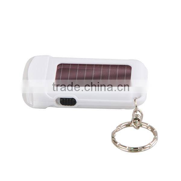 Personalized 2 LED White Plastic Solar Keychain Flashlight