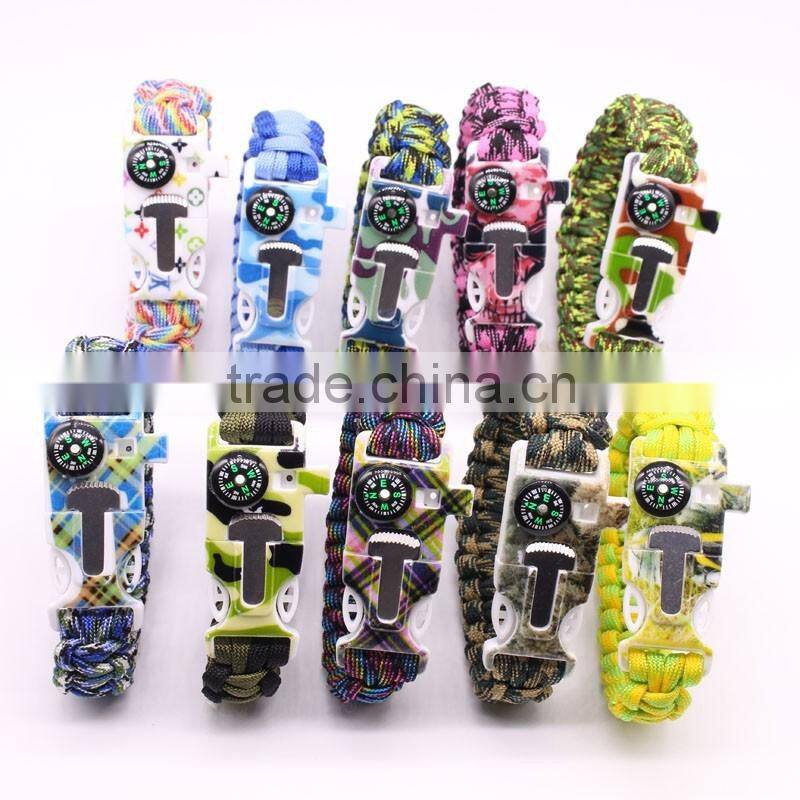 Paracord Survival Bracelet 550lb Milspec with Compass, Fire Starter Scraper, and Whistle by ARMSTAC + Lifetime Warranty