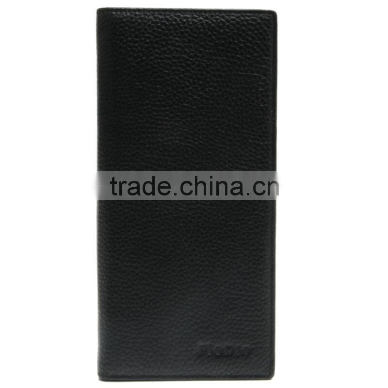 CW967-001 2016 Boutique Men's Long Leather Wallet male genuine pebble leather black purse