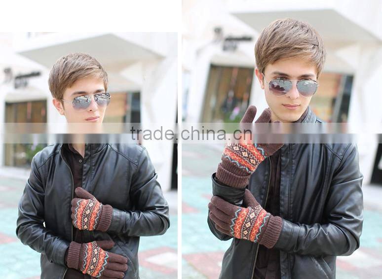 2015 new design winter warm Double pile thickening knitted men's glove