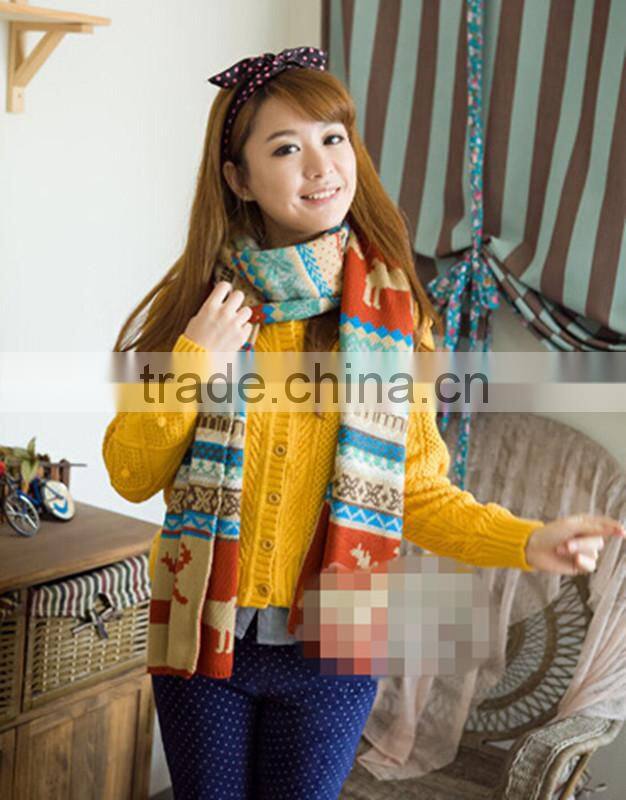 100% acrylic chunky jacquard double knitted scarf