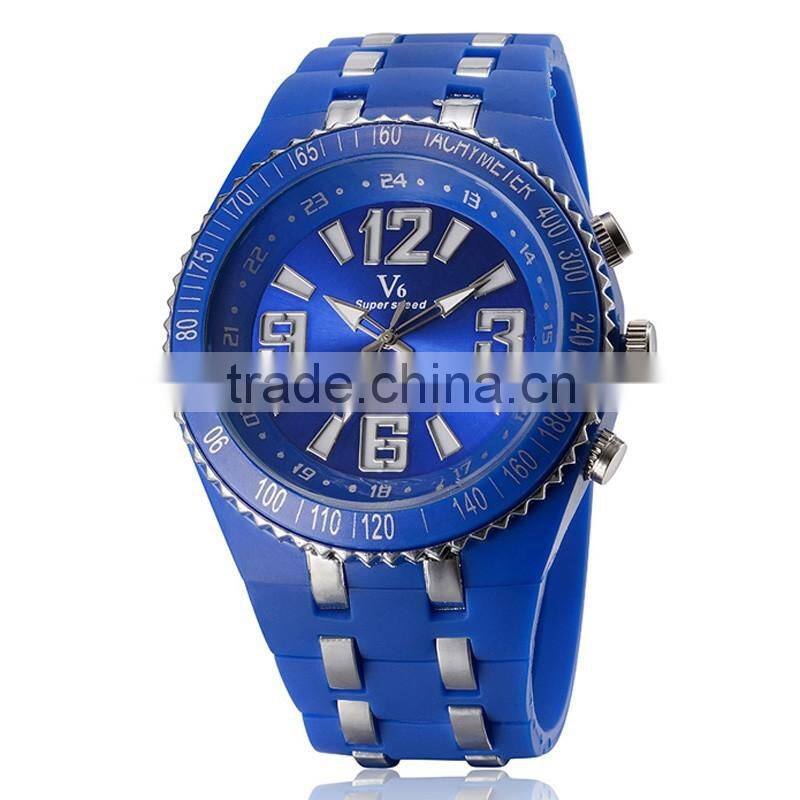 WJ-5414 big face silicone trendy attractive top brand V6 night luminous men and women watch