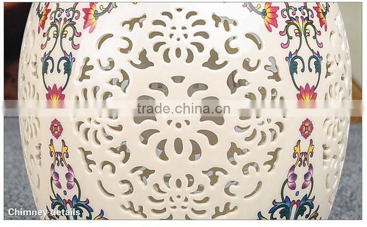 Jingdezhen hollow Pastel ceramic pendan hotel pendant light