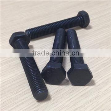 High strength din933 hex bolt black color