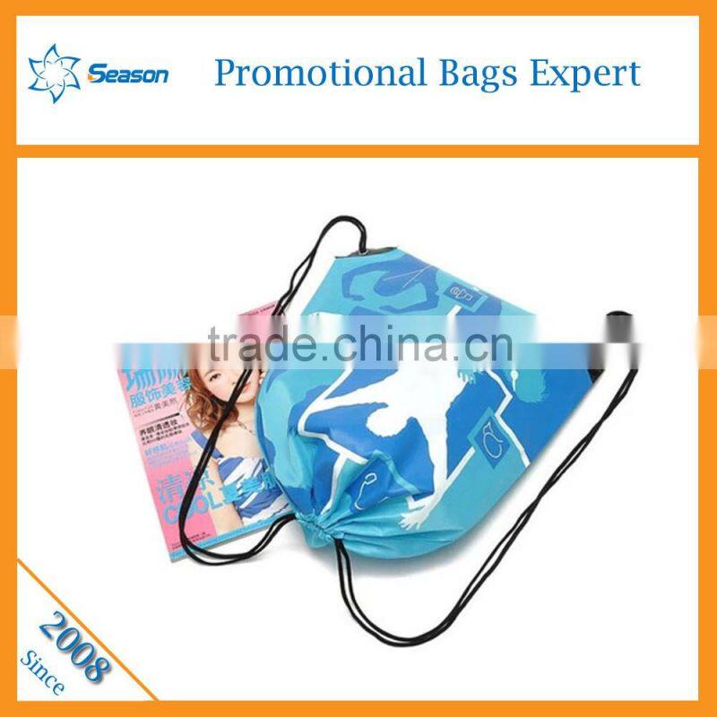 Wholesale promotional Shopping bags custom logo polyester drawstring bag